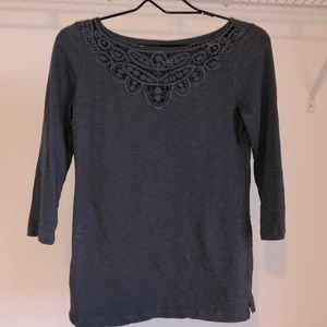 Ann Taylor LOFT 100% Cotton Boat Neck Tee